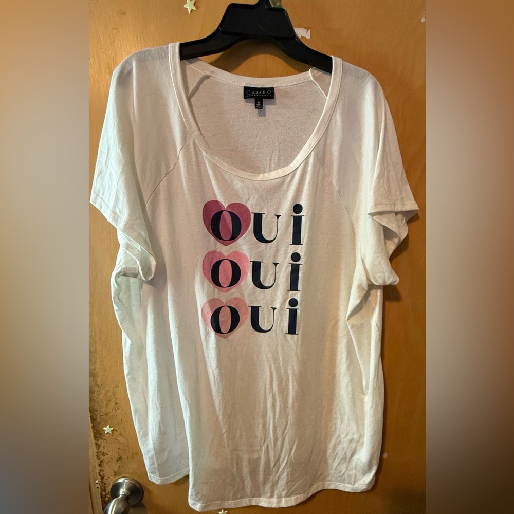 Cameo Women's Cream Top Oui Oui Oui size 3XL